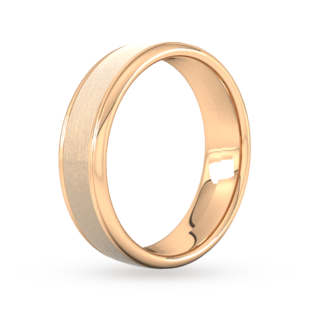 Goldsmiths 6mm Slight Court Standard Matt Centre With Grooves Wedding Ring In 9 Carat Rose Gold