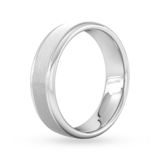 Goldsmiths 6mm Slight Court Standard Matt Centre With Grooves Wedding Ring In 18 Carat White Gold