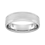 Goldsmiths 6mm Slight Court Standard Matt Centre With Grooves Wedding Ring In 950 Palladium