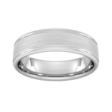 Goldsmiths 6mm Slight Court Standard Matt Centre With Grooves Wedding Ring In Platinum