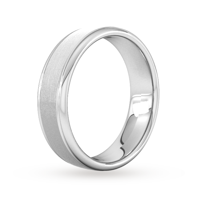 Goldsmiths 6mm Slight Court Standard Matt Centre With Grooves Wedding Ring In Platinum Goldsmiths 6mm Slight Court Standard Matt Centre With Grooves Wedding Ring In Platinum