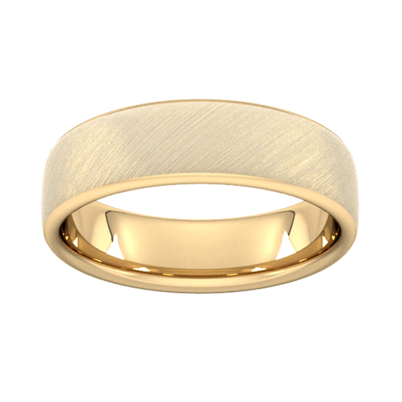 Goldsmiths 6mm Slight Court Standard Diagonal Matt Finish Wedding Ring In 18 Carat Yellow Gold - Ring Size Y Goldsmiths 6mm Slight Court Standard Diagonal Matt Finish Wedding Ring In 18 Carat Yellow Gold - Ring Size Y