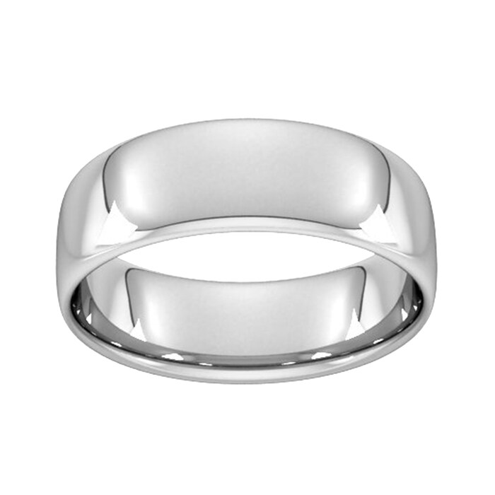 Goldsmiths 7mm Slight Court Standard Wedding Ring In Platinum - Ring Size P