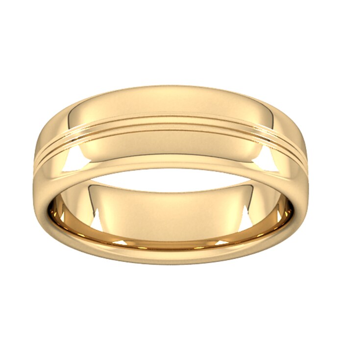 Goldsmiths 7mm Slight Court Standard Grooved Polished Finish Wedding Ring In 9 Carat Yellow Gold - Ring Size J
