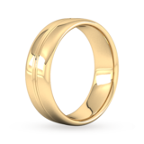 Goldsmiths 7mm Slight Court Standard Grooved Polished Finish Wedding Ring In 9 Carat Yellow Gold - Ring Size J