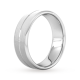 Goldsmiths 7mm Slight Court Standard Centre Groove With Chamfered Edge Wedding Ring In 9 Carat White Gold - Ring Size M
