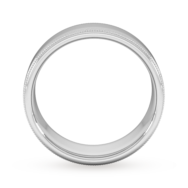 Goldsmiths 7mm Slight Court Standard Milgrain Edge Wedding Ring In 9 Carat White Gold - Ring Size H Goldsmiths 7mm Slight Court Standard Milgrain Edge Wedding Ring In 9 Carat White Gold - Ring Size H