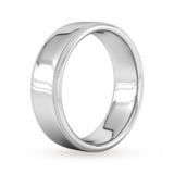 Goldsmiths 7mm Slight Court Standard Milgrain Edge Wedding Ring In 18 Carat White Gold - Ring Size R