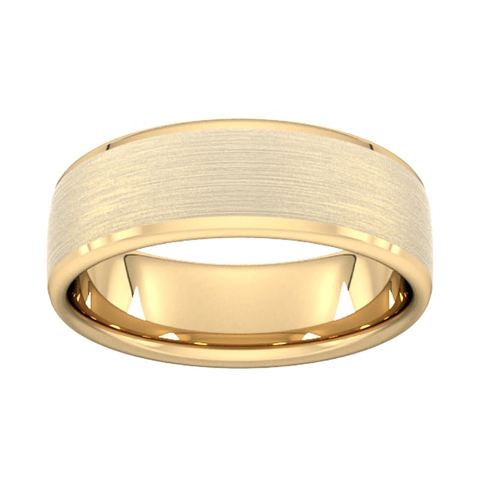 Goldsmiths 7mm Slight Court Standard Polished Chamfered Edges With Matt Centre Wedding Ring In 18 Carat Yellow Gold - Ring Size H