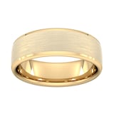 Goldsmiths 7mm Slight Court Standard Polished Chamfered Edges With Matt Centre Wedding Ring In 18 Carat Yellow Gold - Ring Size H
