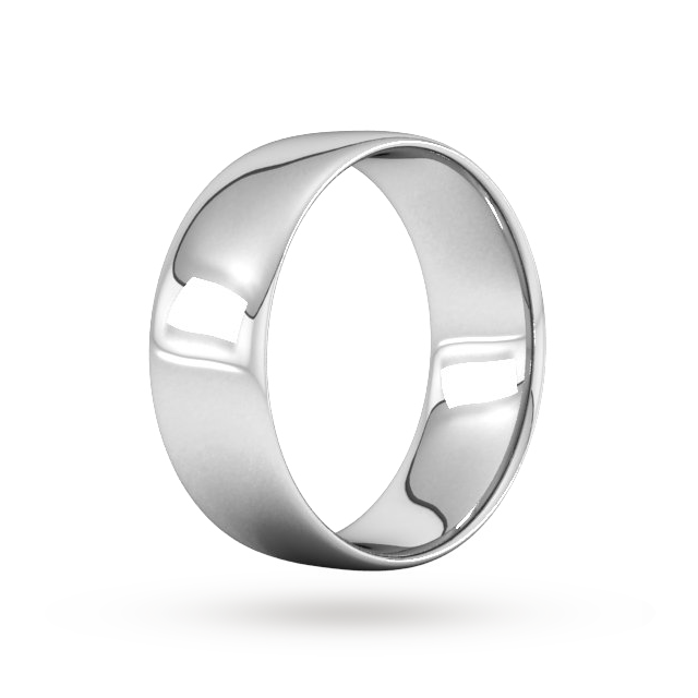 Goldsmiths 8mm Slight Court Standard Wedding Ring In 18 Carat White Gold - Ring Size Q