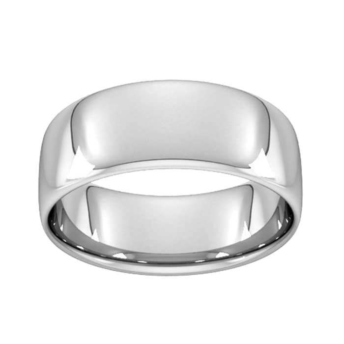 Goldsmiths 8mm Slight Court Standard Wedding Ring In 950 Palladium - Ring Size P