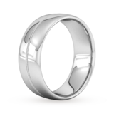 Goldsmiths 8mm Slight Court Standard Milgrain Centre Wedding Ring In 9 Carat White Gold