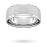 Goldsmiths 8mm Slight Court Standard Polished Chamfered Edges With Matt Centre Wedding Ring In 9 Carat White Gold - Ring Size N