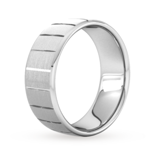 Goldsmiths 8mm Slight Court Standard Vertical Lines Wedding Ring In 9 Carat White Gold