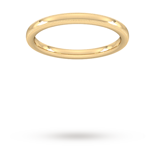 Goldsmiths 2mm Slight Court Heavy Milgrain Edge Wedding Ring In 9 Carat Yellow Gold