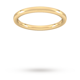 Goldsmiths 2mm Slight Court Heavy Milgrain Edge Wedding Ring In 9 Carat Yellow Gold