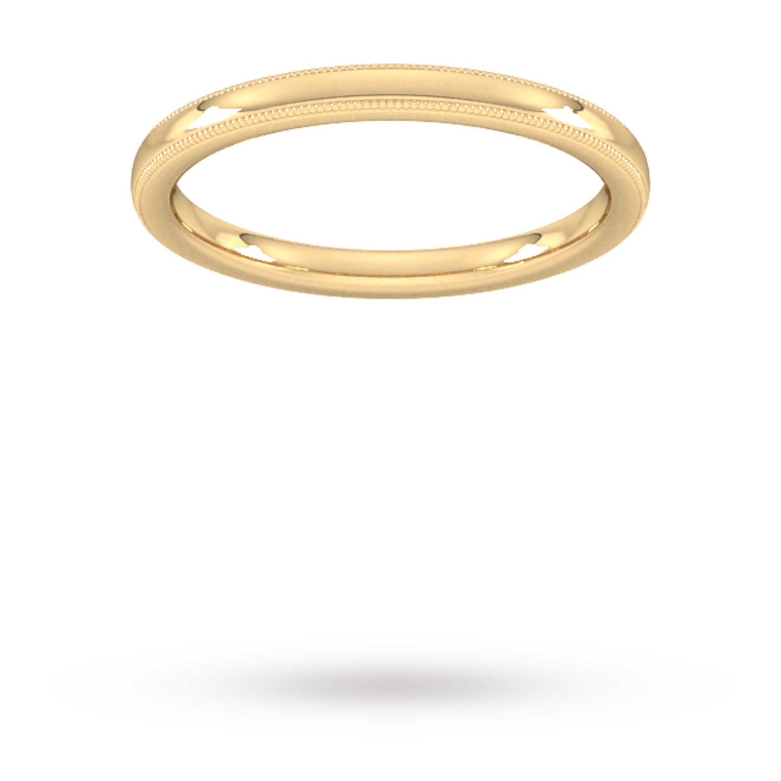 Goldsmiths 2mm Slight Court Heavy Milgrain Edge Wedding Ring In 9 Carat Yellow Gold