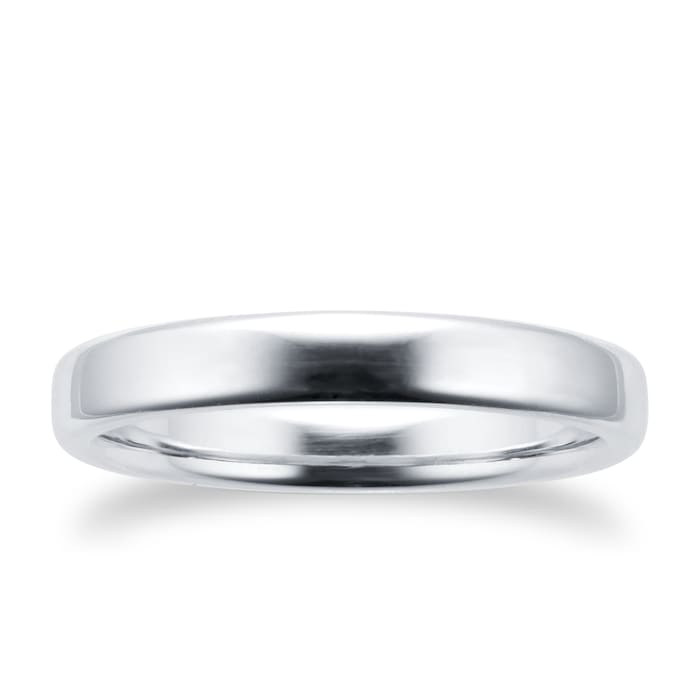 Goldsmiths 3mm Slight Court Heavy Wedding Ring In Platinum - Ring Size K