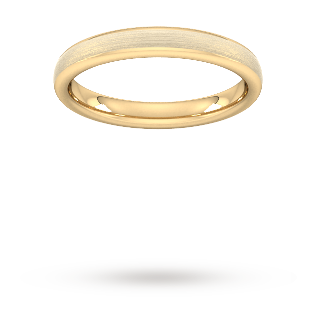 Goldsmiths 3mm Slight Court Heavy Matt Finished Wedding Ring In 18 Carat Yellow Gold - Ring Size K