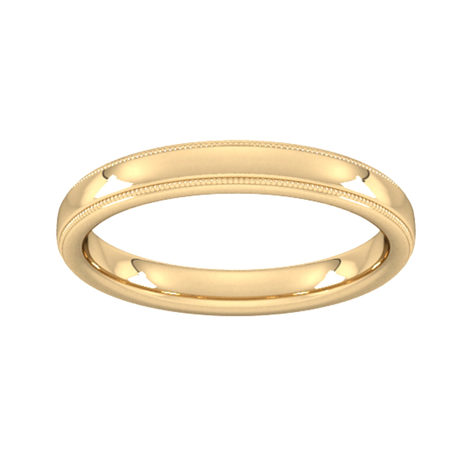 3mm Slight Court Heavy Milgrain Edge Wedding Ring In 9 Carat Yellow Gold - Ring Size G