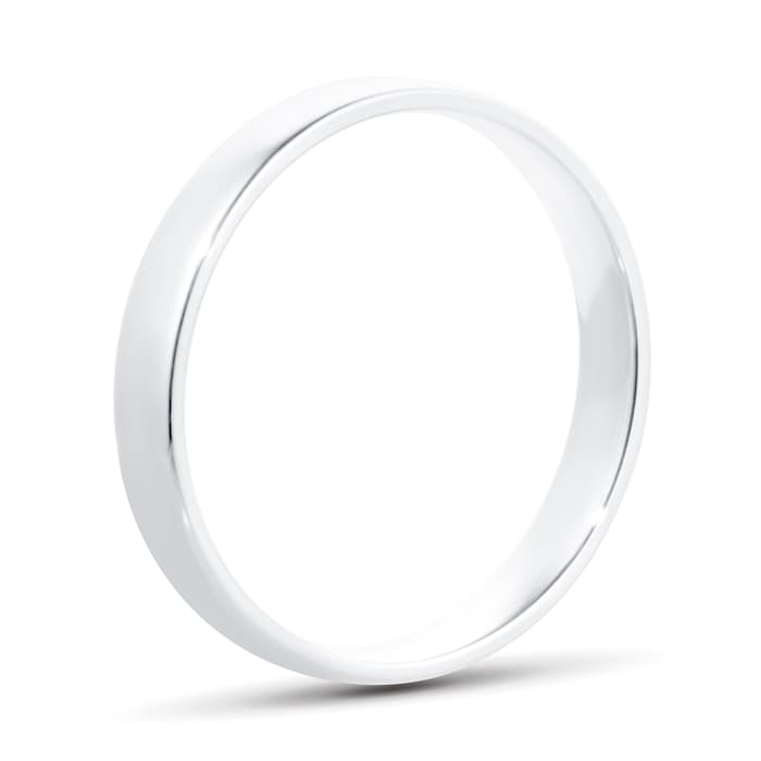 Goldsmiths 4mm Slight Court Heavy Wedding Ring In 9 Carat White Gold - Ring Size R