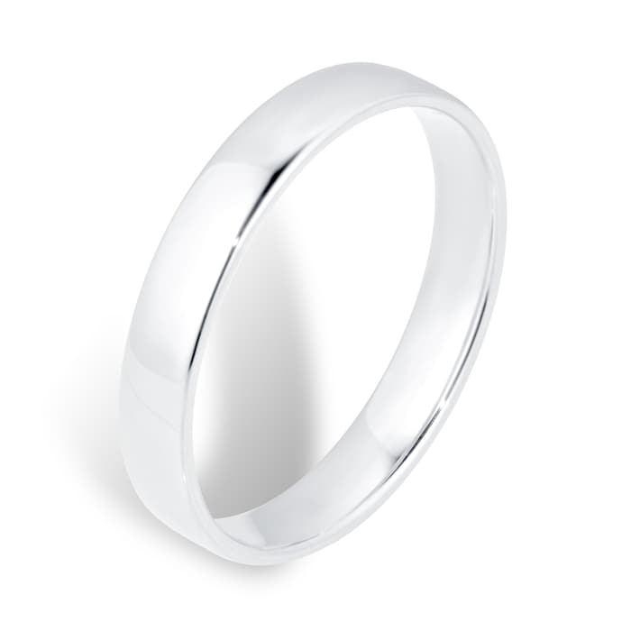 Goldsmiths 4mm Slight Court Heavy Wedding Ring In 9 Carat White Gold
