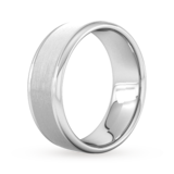 Goldsmiths 8mm Slight Court Heavy Matt Centre With Grooves Wedding Ring In 9 Carat White Gold - Ring Size Y