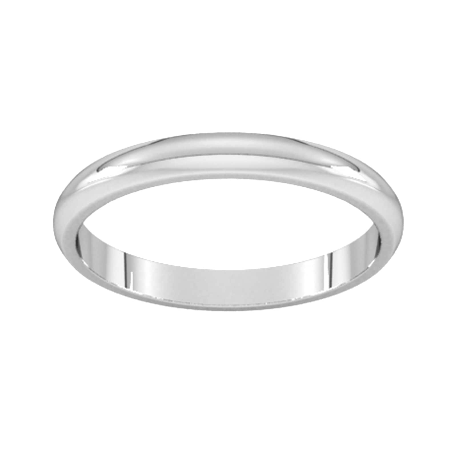 2.5mm D Shape Standard Wedding Ring In 18 Carat White Gold - Ring Size L
