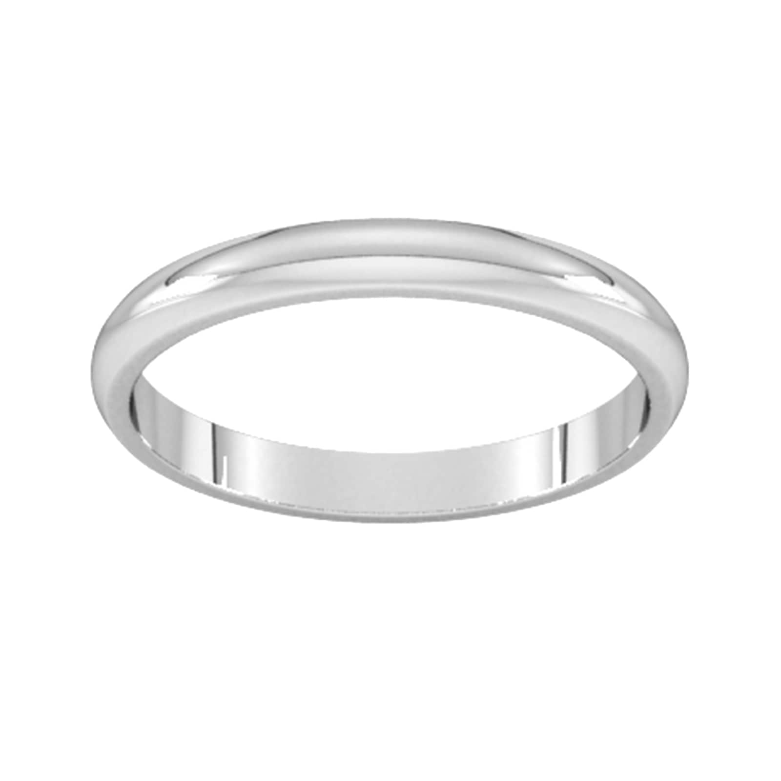 2.5mm D Shape Standard Wedding Ring In Sterling Silver - Ring Size I