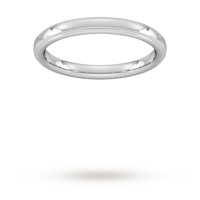 Goldsmiths 2.5mm D Shape Standard Milgrain Edge Wedding Ring In Platinum Goldsmiths 2.5mm D Shape Standard Milgrain Edge Wedding Ring In Platinum