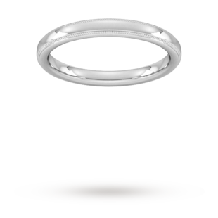 Goldsmiths 2.5mm D Shape Standard Milgrain Edge Wedding Ring In Platinum