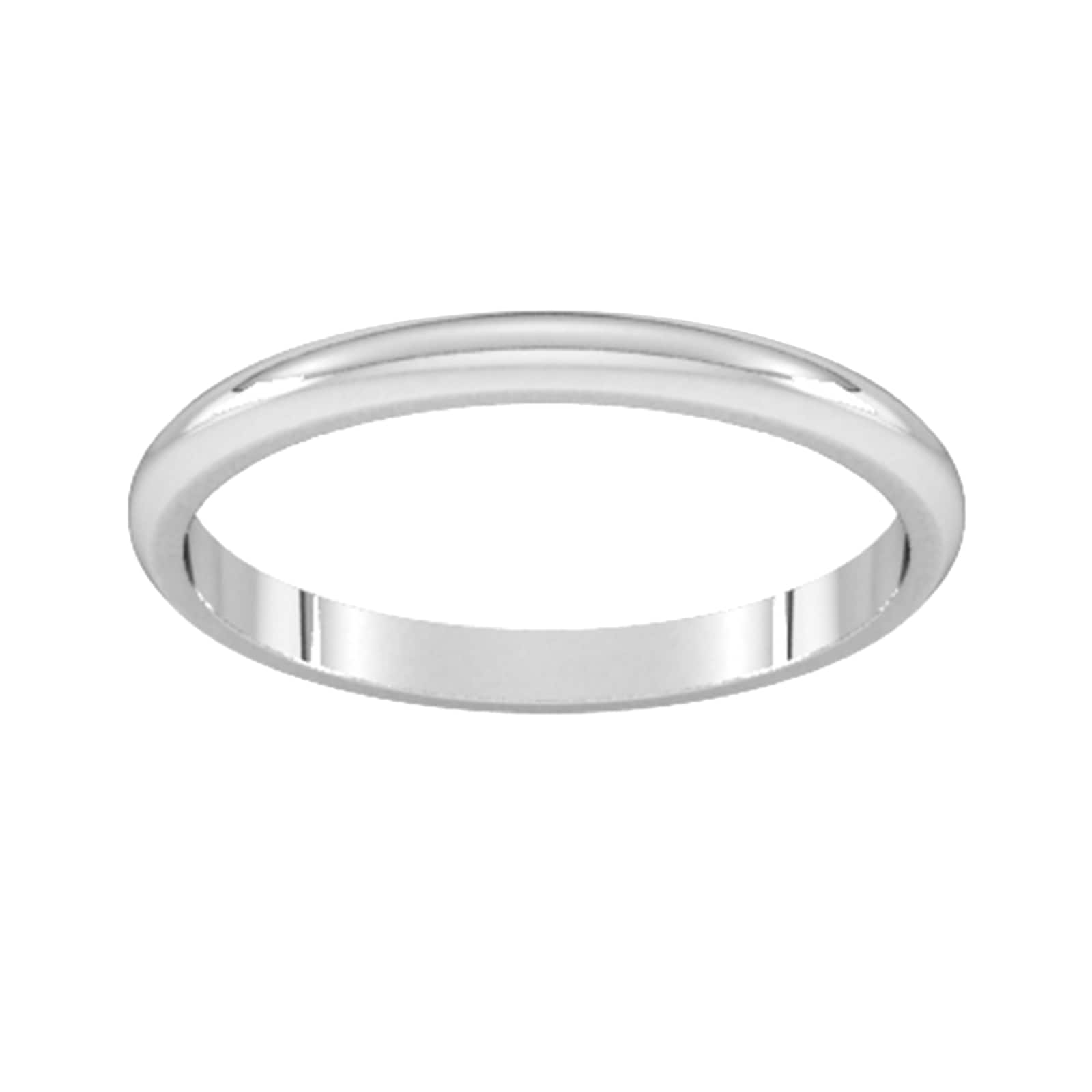 2mm D Shape Standard Wedding Ring In 9 Carat White Gold - Ring Size W
