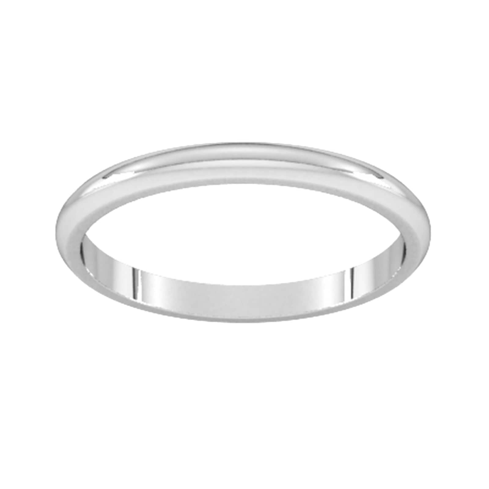 2mm D Shape Standard Wedding Ring In 18 Carat White Gold - Ring Size N