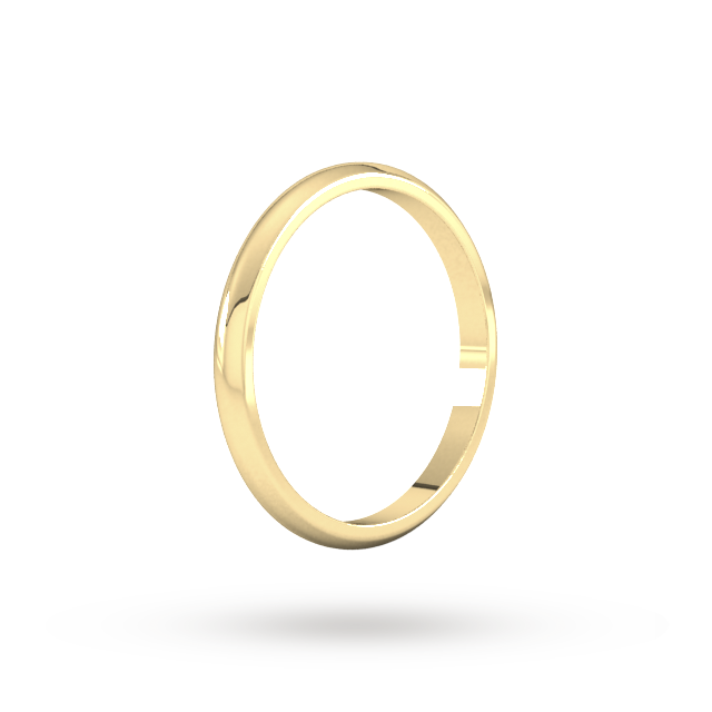 Goldsmiths 2mm D Shape Standard Wedding Ring In 18 Carat Yellow Gold - Ring Size J