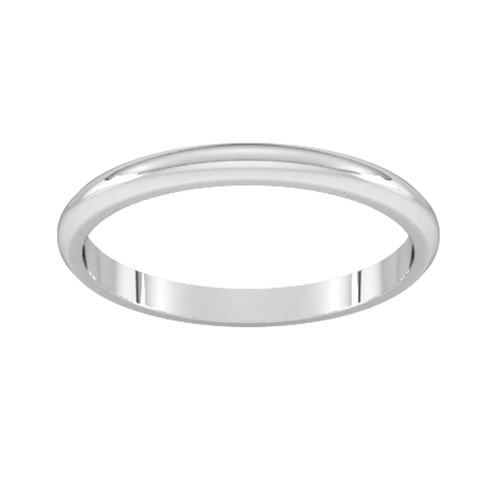 2mm D Shape Standard Wedding Ring In 950 Palladium - Ring Size L