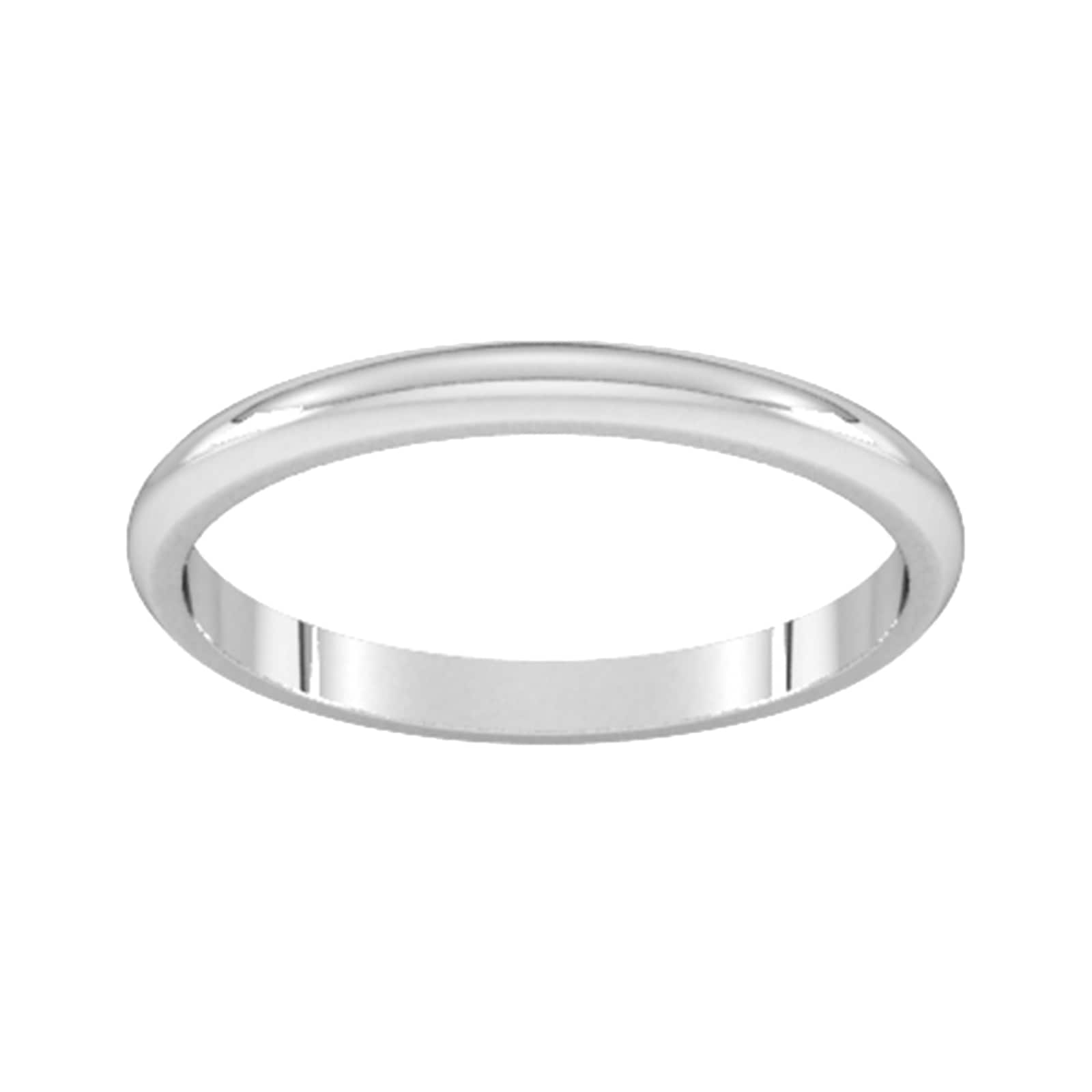 2mm D Shape Standard Wedding Ring In Platinum - Ring Size J