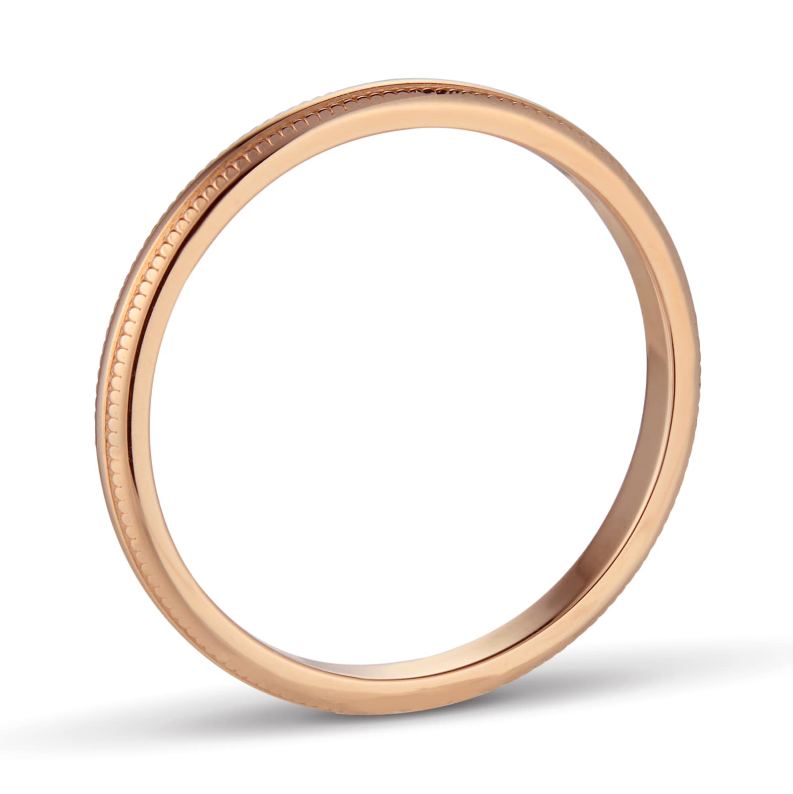 Goldsmiths 2mm D Shape Standard Milgrain Edge Wedding Ring In 18 Carat Rose Gold Goldsmiths 2mm D Shape Standard Milgrain Edge Wedding Ring In 18 Carat Rose Gold