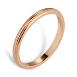 Goldsmiths 2mm D Shape Standard Milgrain Edge Wedding Ring In 18 Carat Rose Gold - Ring Size K