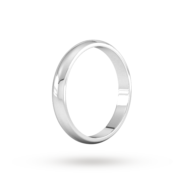 Goldsmiths 3mm D Shape Standard Wedding Ring In 950 Palladium - Ring Size J