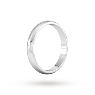 Goldsmiths 3mm D Shape Standard Wedding Ring In Platinum