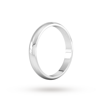 Goldsmiths 3mm D Shape Standard Wedding Ring In Sterling Silver