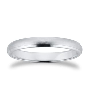 Goldsmiths 3mm D Shape Standard Polished Chamfered Edges With Matt Centre Wedding Ring In Platinum