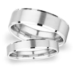 Goldsmiths 3mm D Shape Standard Polished Chamfered Edges With Matt Centre Wedding Ring In Platinum