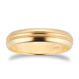 Goldsmiths 4mm D Shape Standard Grooved Polished Finish Wedding Ring In 18 Carat Yellow Gold