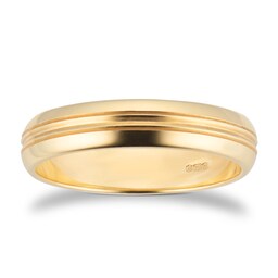 08307303 - 4mm D Shape Standard Grooved Polished Finish Wedding Ring In 18 Carat Yellow Gold