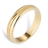 Goldsmiths 4mm D Shape Standard Grooved Polished Finish Wedding Ring In 18 Carat Yellow Gold