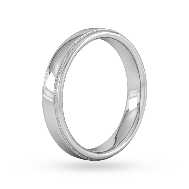Goldsmiths 4mm D Shape Standard Milgrain Edge Wedding Ring In 9 Carat White Gold - Ring Size P