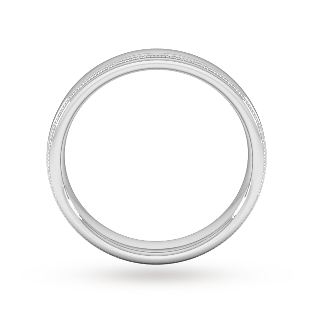 Goldsmiths 4mm D Shape Standard Milgrain Edge Wedding Ring In 9 Carat White Gold - Ring Size P