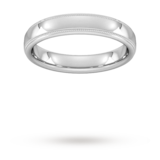 Goldsmiths 4mm D Shape Standard Milgrain Edge Wedding Ring In 18 Carat White Gold